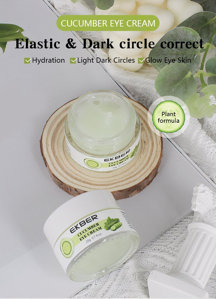 Customize Logo Cucumber Eye Cream Remove Dark Circles with Hyaluronic Acid Hydrolyzed Collagen Lift Under Eye Cream