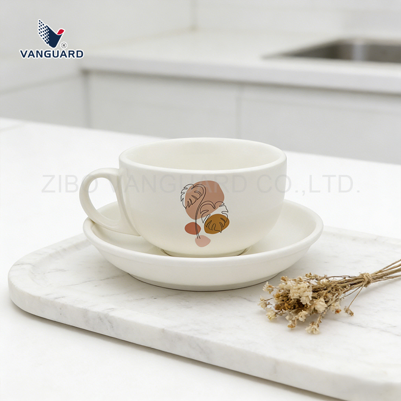 Набор чашка с блюдцем Healthy Latte, белый, с печатью