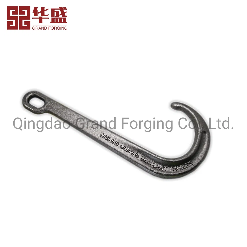 China Factory Rigging Hardware Hot Forging Parts Chain Accessories Forged G70 Alloy Steel 15" J Hook Lifting Eye Hook J Shaped Hook Forged Ring and Hook