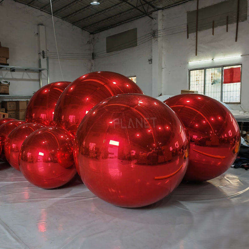 Giant Durable Hanging Resuable Reflective PVC Big Red Shiny Ball for Decoration