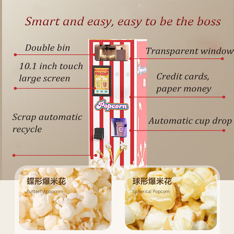 Factory Digital Corn Commercial Standing Automatic Popcorn Vending Machine