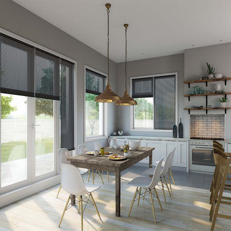 Commercial Grade Cordless 1-Inch Vinyl Mini Blinds Horizontal Venetian