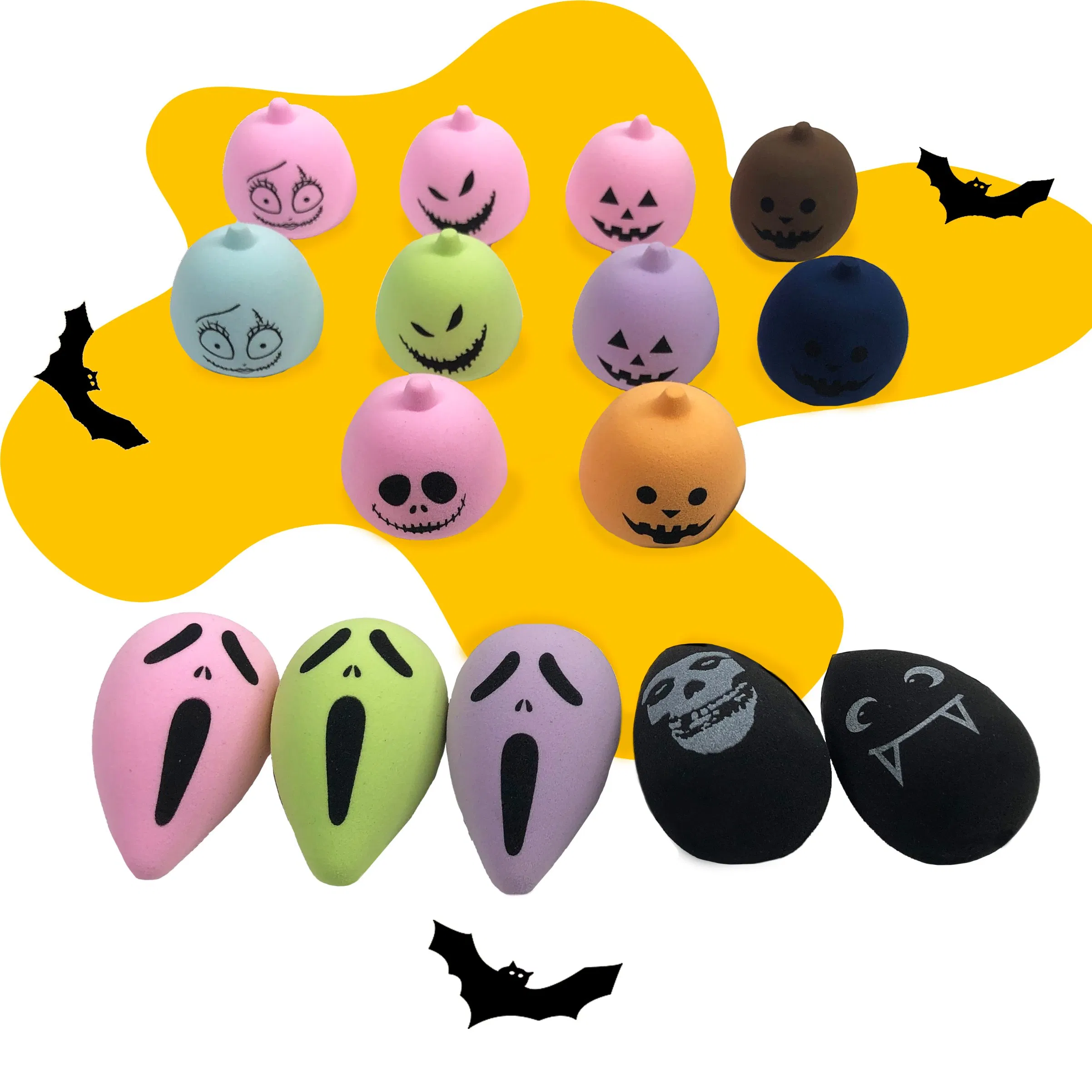 Hot Selling Grimace Shape Printed Makeup Sponges Customizable Beauty Cosmetics Use Non Latex Halloween Makeup Sponge