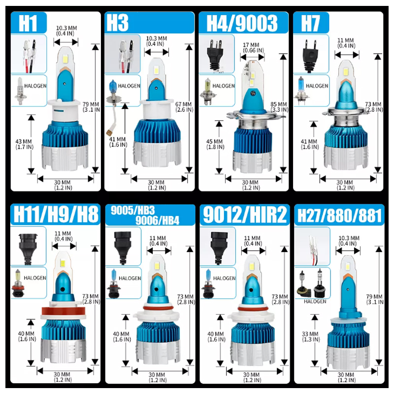 Светодиодные фары Mi2 Super Mini H4 H1 9004 9007