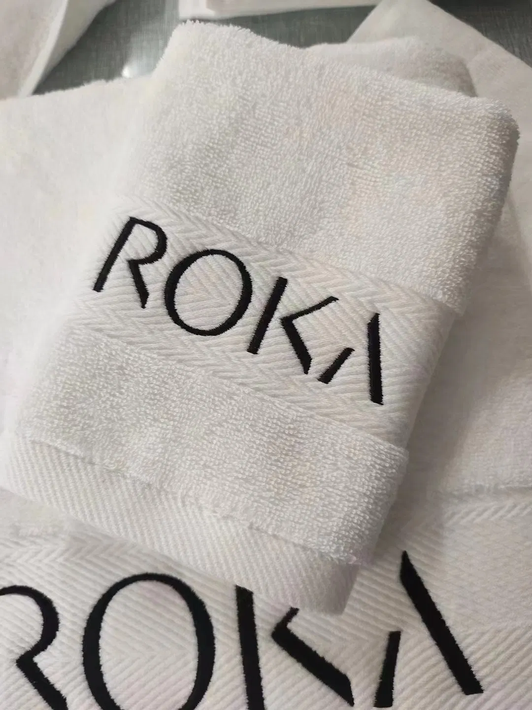 5 Star Hotel Luxury Bathroom Custom Logo Face Hand Bath White 100% Cotton Hotel Towels