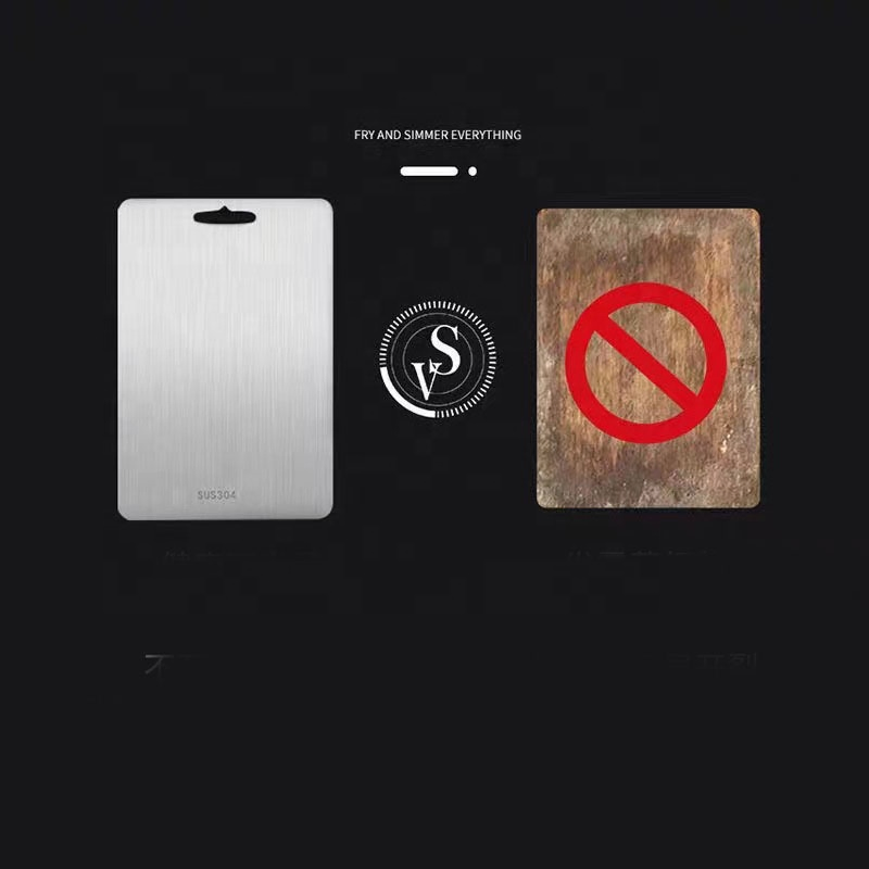 Food Grade Double Sided 304 Stainless Steel Non Toxic Chopping Block Cutting Board with Multiple Sizes