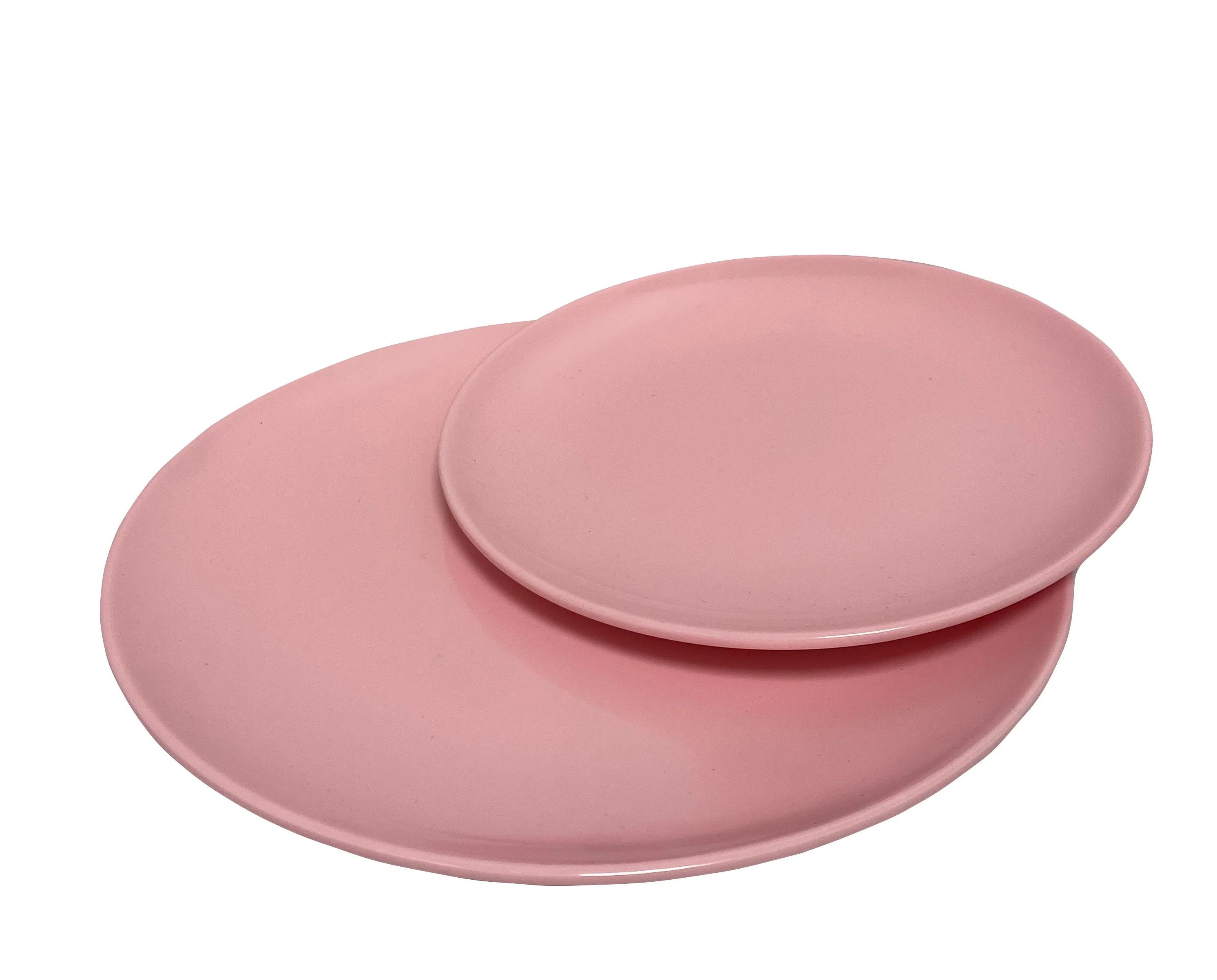 Factory Direct Supply Solid Color 4 Persons 12 PCS Melamine Dinnerware Set -12 PCS Set for Camping Dining-Pink