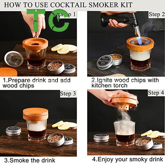 Wholesale Cocktail Smoker Kit with Wood Chips Whiskey Cocktail Smoker Kit Cocktail Smoker Infuser Kit