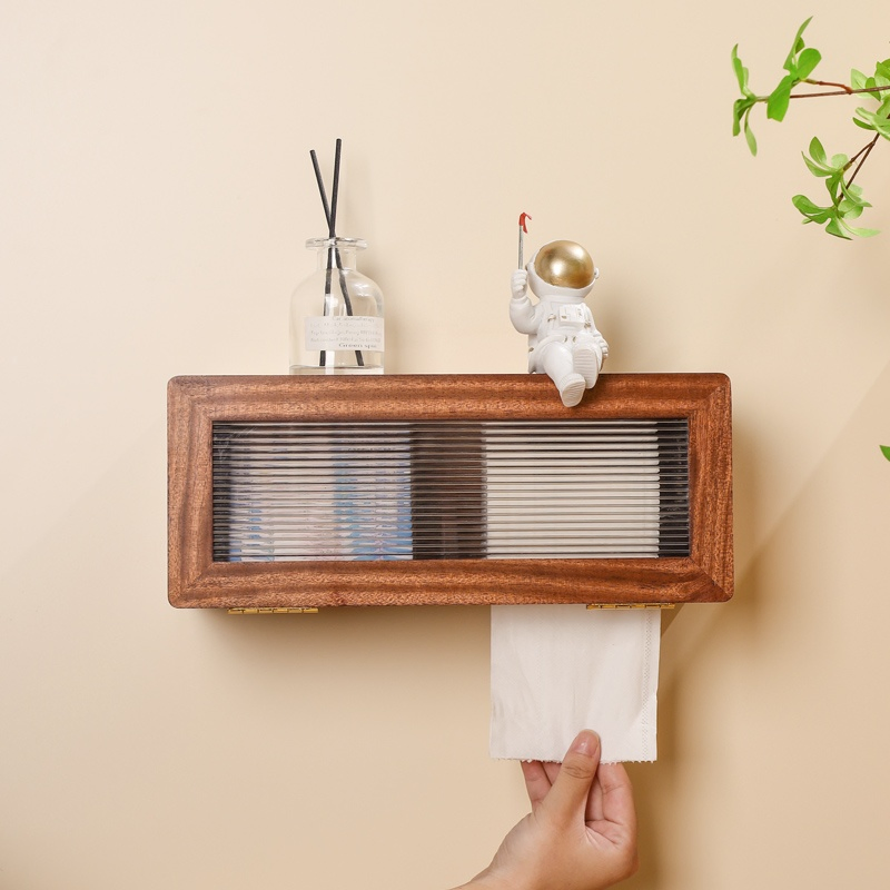 Sleek Wooden Box for Your Kitchen Tissue and Toilet Paper Roll Dispenser