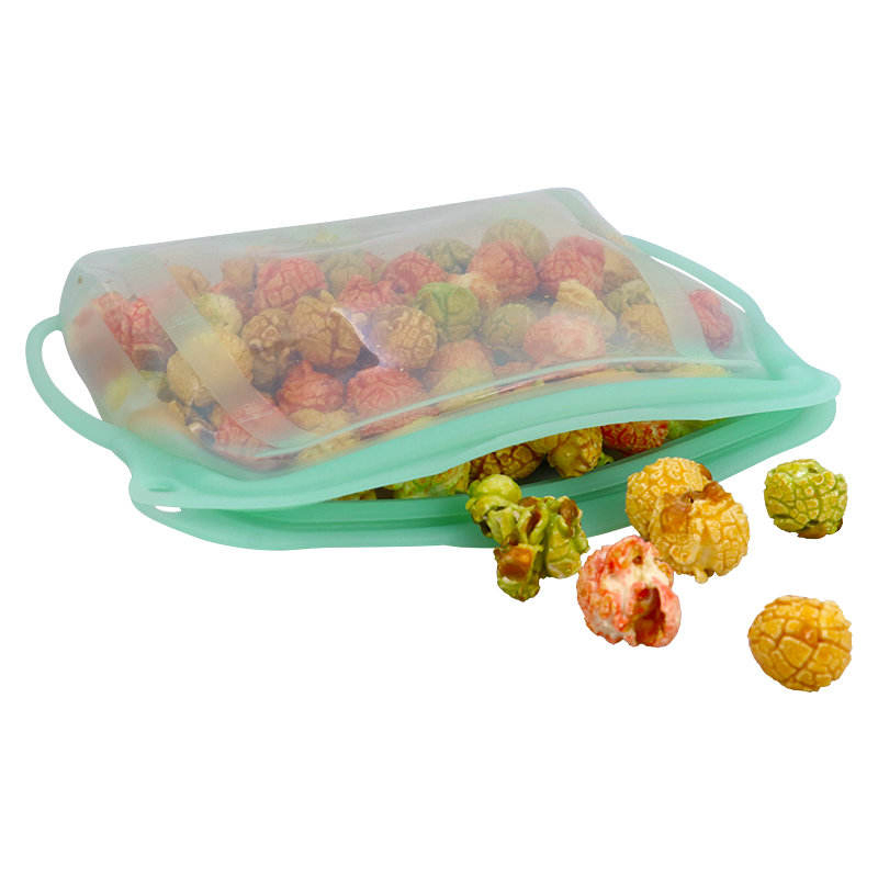 Stand up Silicon Reusable Food Storage Eco-Friendly Silicone Zipper Food Bag 500ml for Snack Sandwich Fruits