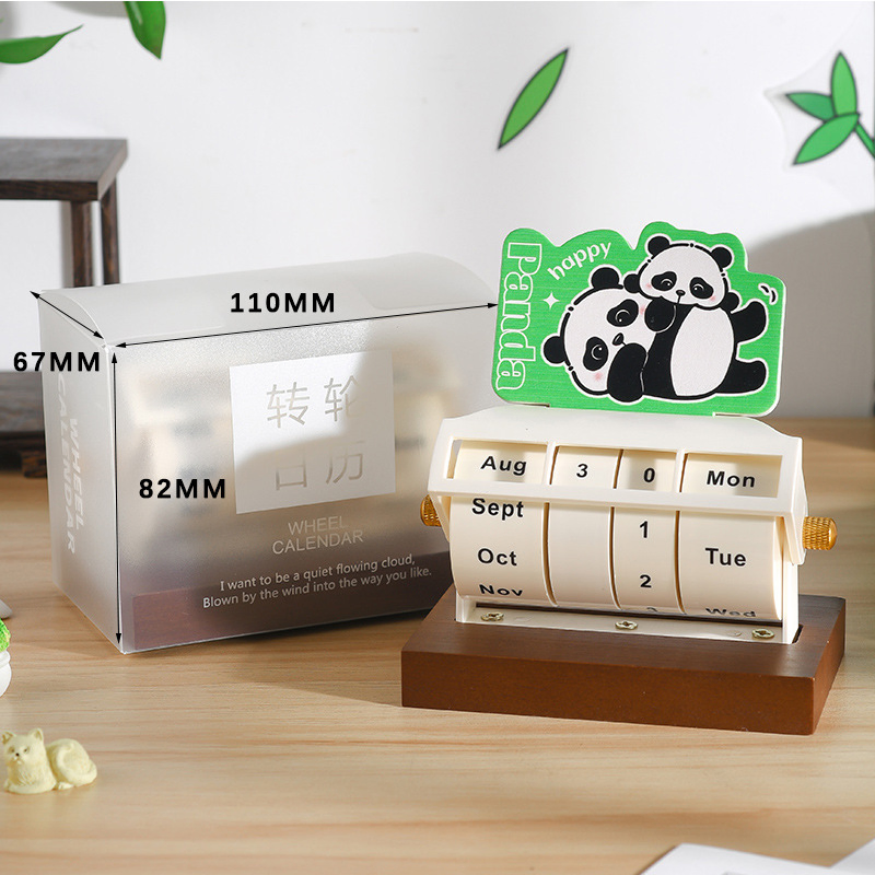 Cartoon Wooden Rotating Calendar - Capybara Design for Office and Gifts