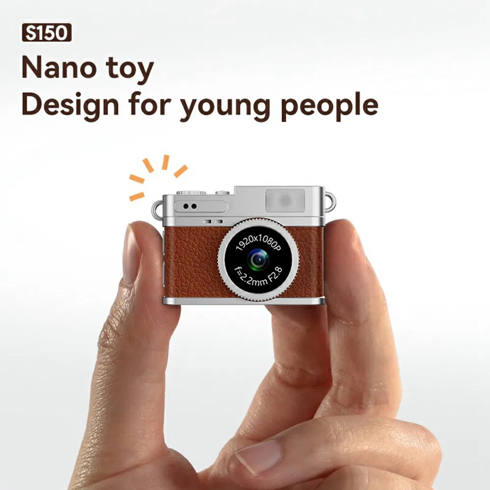 S150 Mini Camera - 1080P, 0.96" IPS, Necklace Design (Brown)