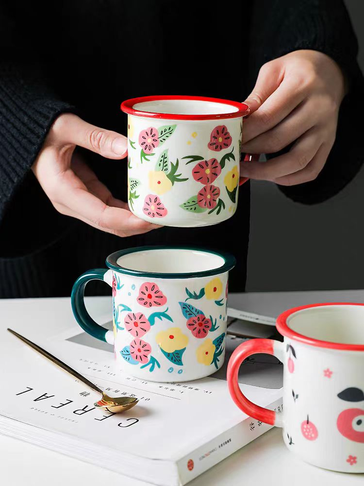 Customize Outdoor Camping Enamel Coffee Mugs Milk Mugs 350ml with Custom Design