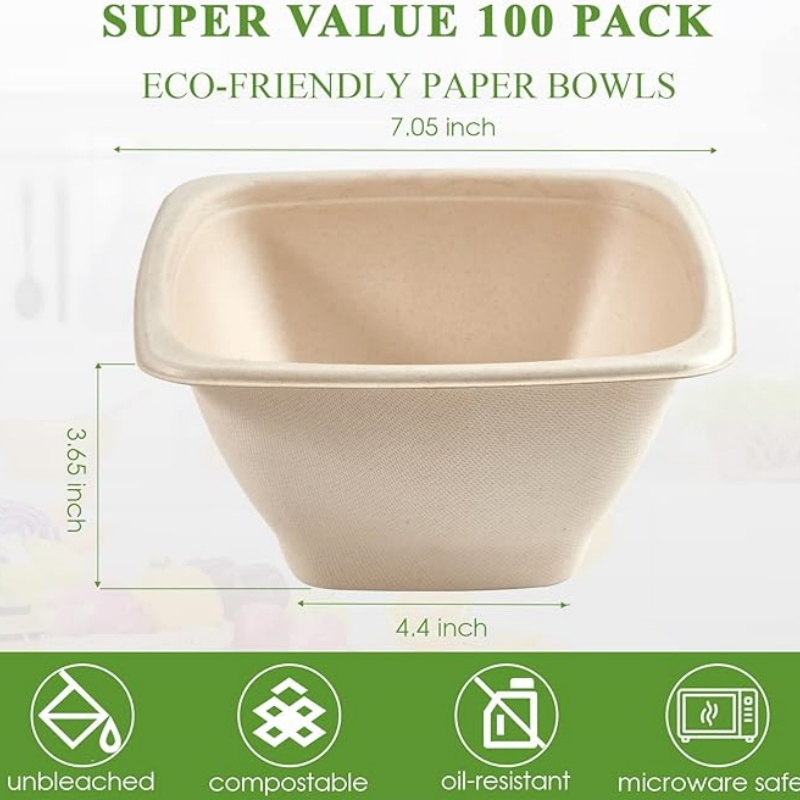 Brighthomey 42 Oz of Square Bulk Paper Bowls