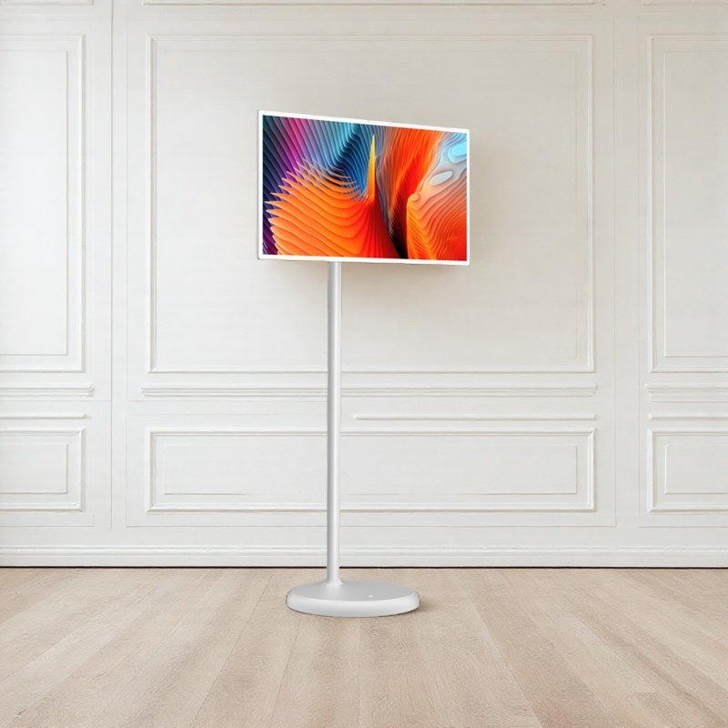 32-Inch Indoor Smart Portable TV Family Mobile LED Television with 120Hz Refresh Rate White Cabinet Intelligent Touch Screen