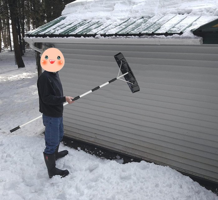 Snow Pusher, Snow Shovel for Snow Removing for Driveway, Sidewalk, Deck
