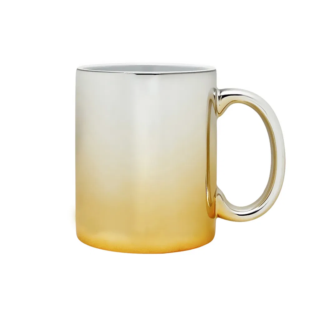 11 Oz Ombre Metallic Plated Ceramic Mug Graduated Electroplated Finish From Light to Dark for Unique Branded Gifts