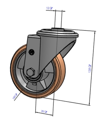 Yikong Tr 100mm Polyurethane Trolley Industry Caster Wheel 200kg Capacity for Agv AMR
