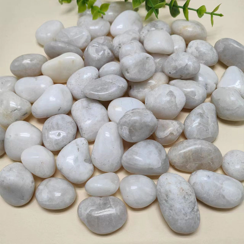 Newstar Decoration Snow White Pebble Stone White Coloured Pebbles White Polished Cobble Pebbles Stones