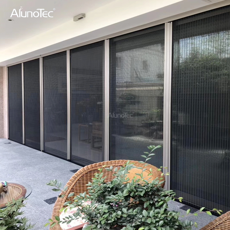 Manufacturer Pleated Insect Screen Barrier Free Retractable Fly Screen Door for Balcony