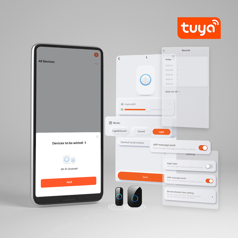 WiFi Wireless Doorbell Support Tuya APP Smart Battery Powered