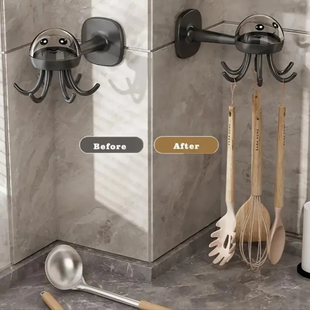 Kitchen 360 ° Utensil Holder Hooks, Adhesive Towel Hook Wbb29179