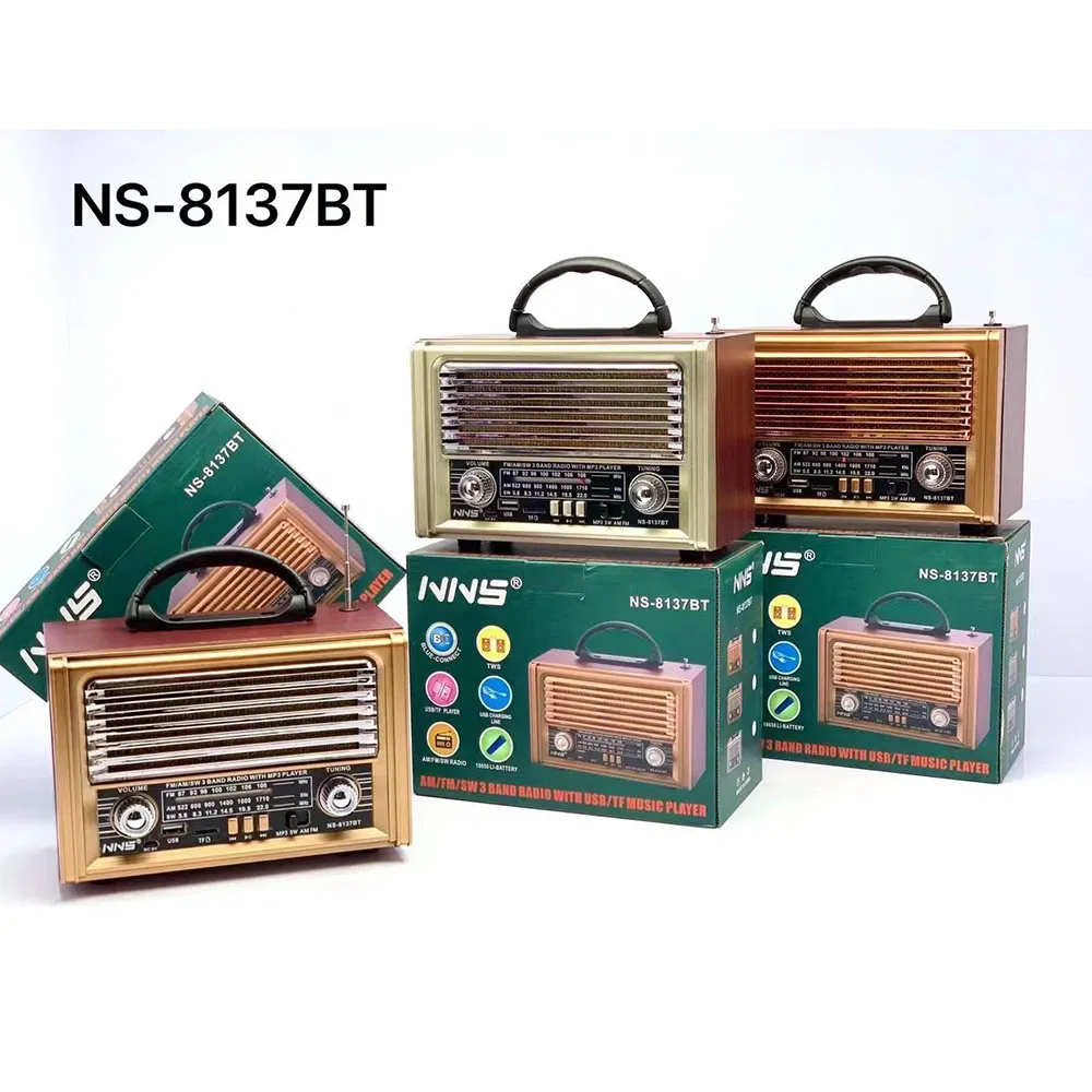 Ретро радио NS-8137BT с Bluetooth, деревянный корпус
