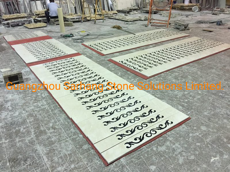 China Manufacturer Simple Waterjet Marble Medallion Border Tile for Living Floor in Villa/Home