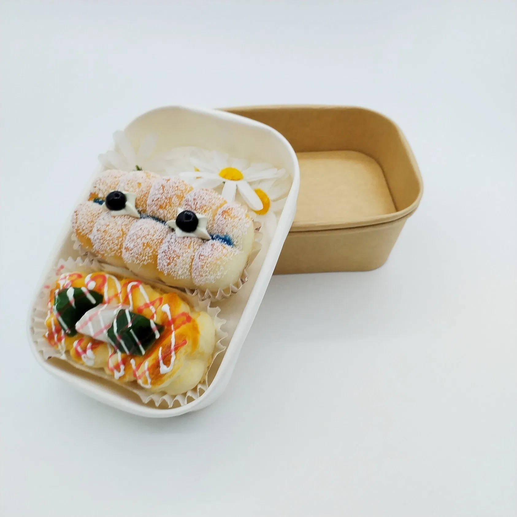 Disposable Recycle Food Grade Container Packaging Brown Paper Fast Food Take Away Takeaway Kraft Paper Food Lunch Box