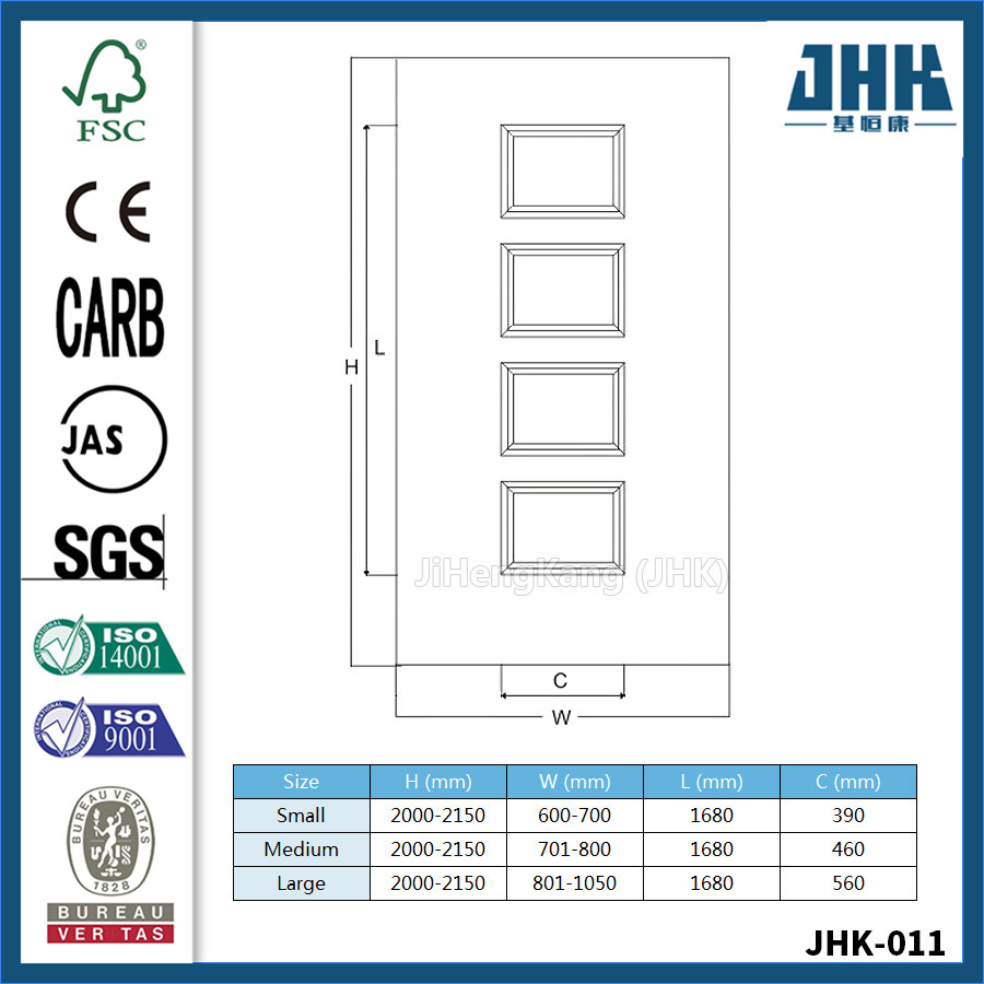Jhk-011 HDF Mould Solid Cherry Veneer Door Skin