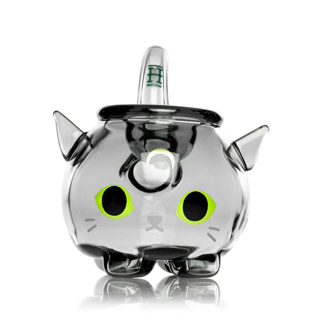 3"Long 2"Diamete Dry Herbs or Tobacco Hookah Pipe Glass Black Cat Handpipe