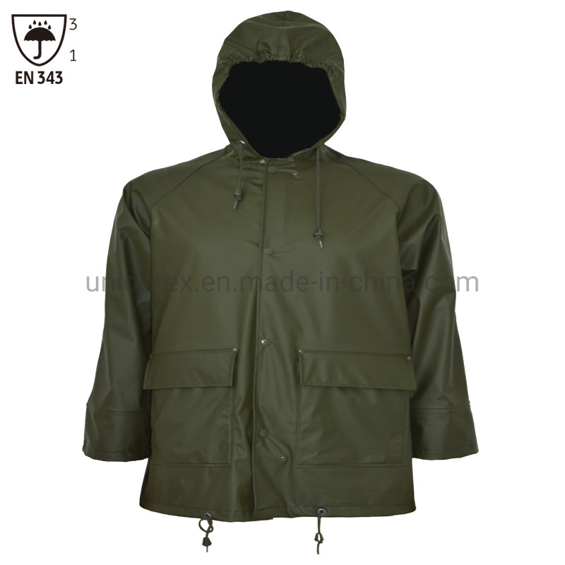 Custom En343 Rainsuit Waterproof Rainwear Men PU Jacket Pants Clothing PVC Rain Coat