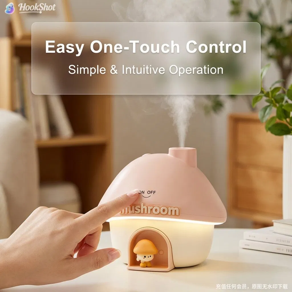 Quiet Desktop Aromatherapy Diffuser Cute Mushroom Humidifier