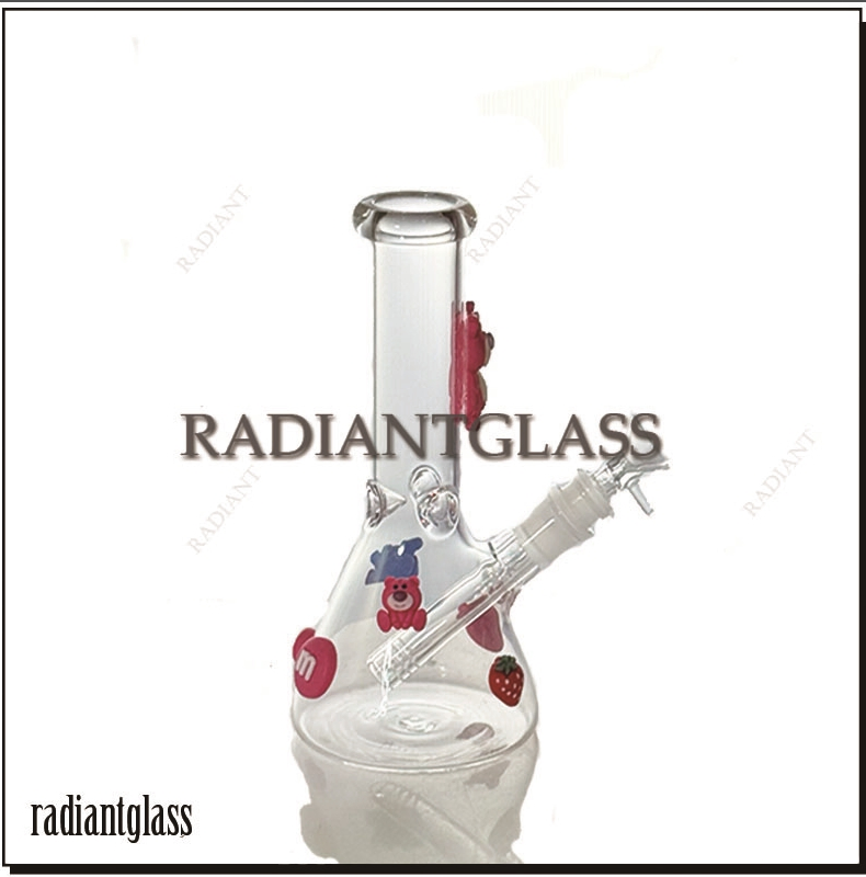Wholesale Price 8 Inch Small Glass Smoking Pipe Cute Beaker Hand Blow Sticker Hookah Pipe Smoking Glass Water Pipes