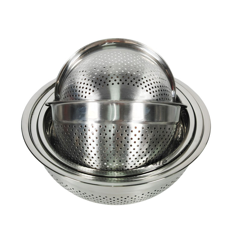 Korean Storage Vegetable Food Serving Foldable Kitchen Stainless Steel Mesh Strainer Set