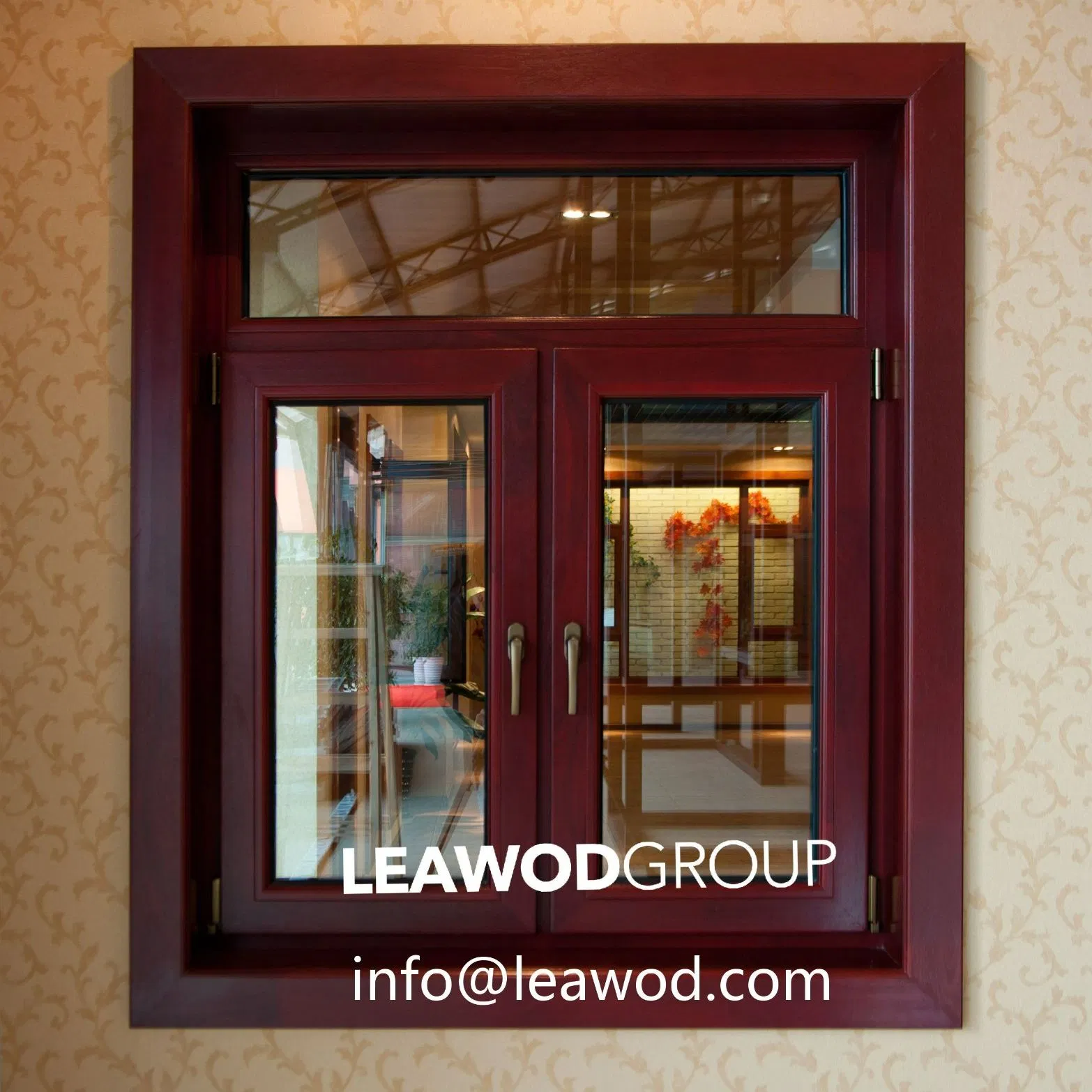 New Design Wood Aluminum Composite Seamless Welding Custom Casement Window for Office Home Church with Round Corner Design and Triple Tempered Impact Glazing
