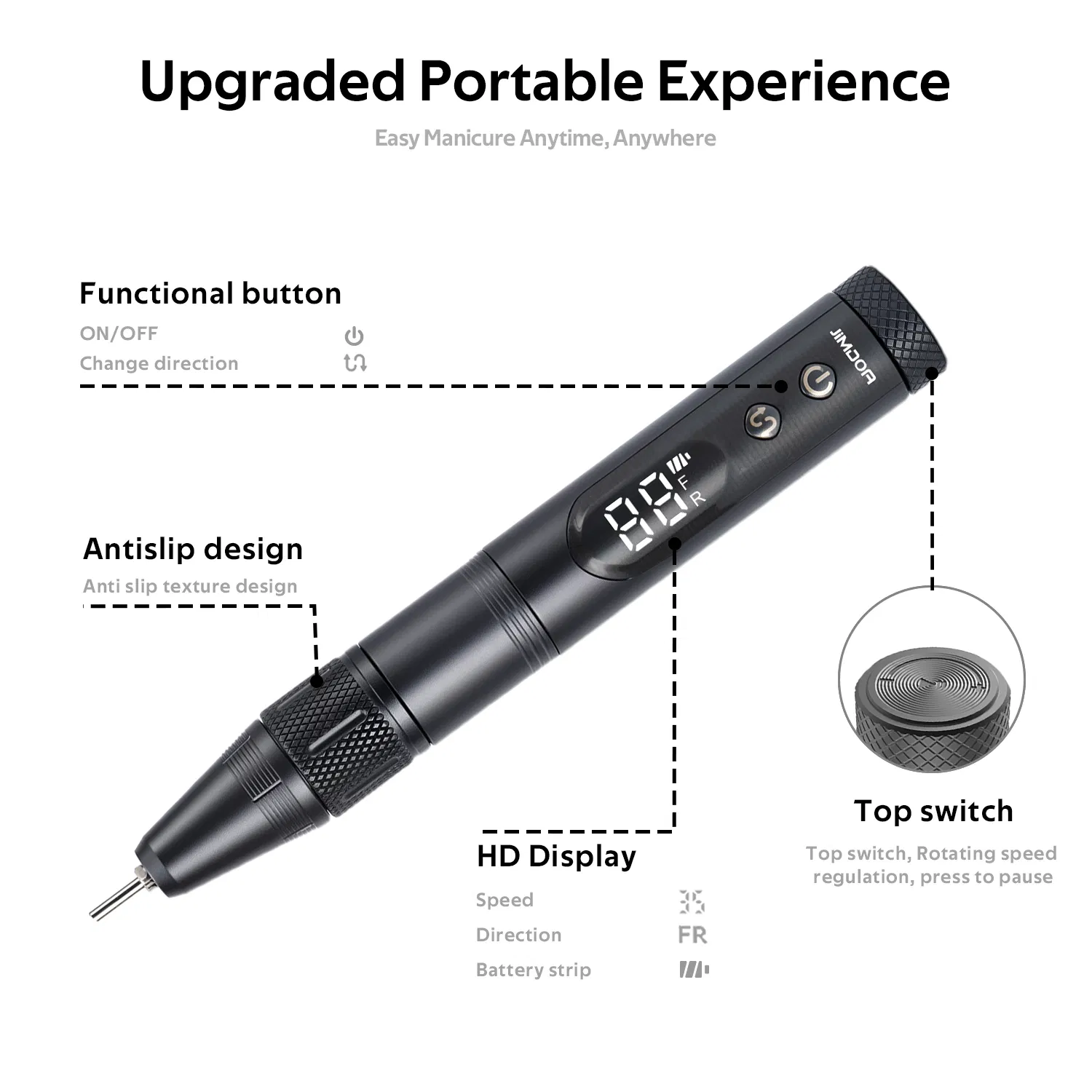 Rechargeable High Speed 35000rpm Gel Remover Pen Nail Drill Machine for Salon-Grade