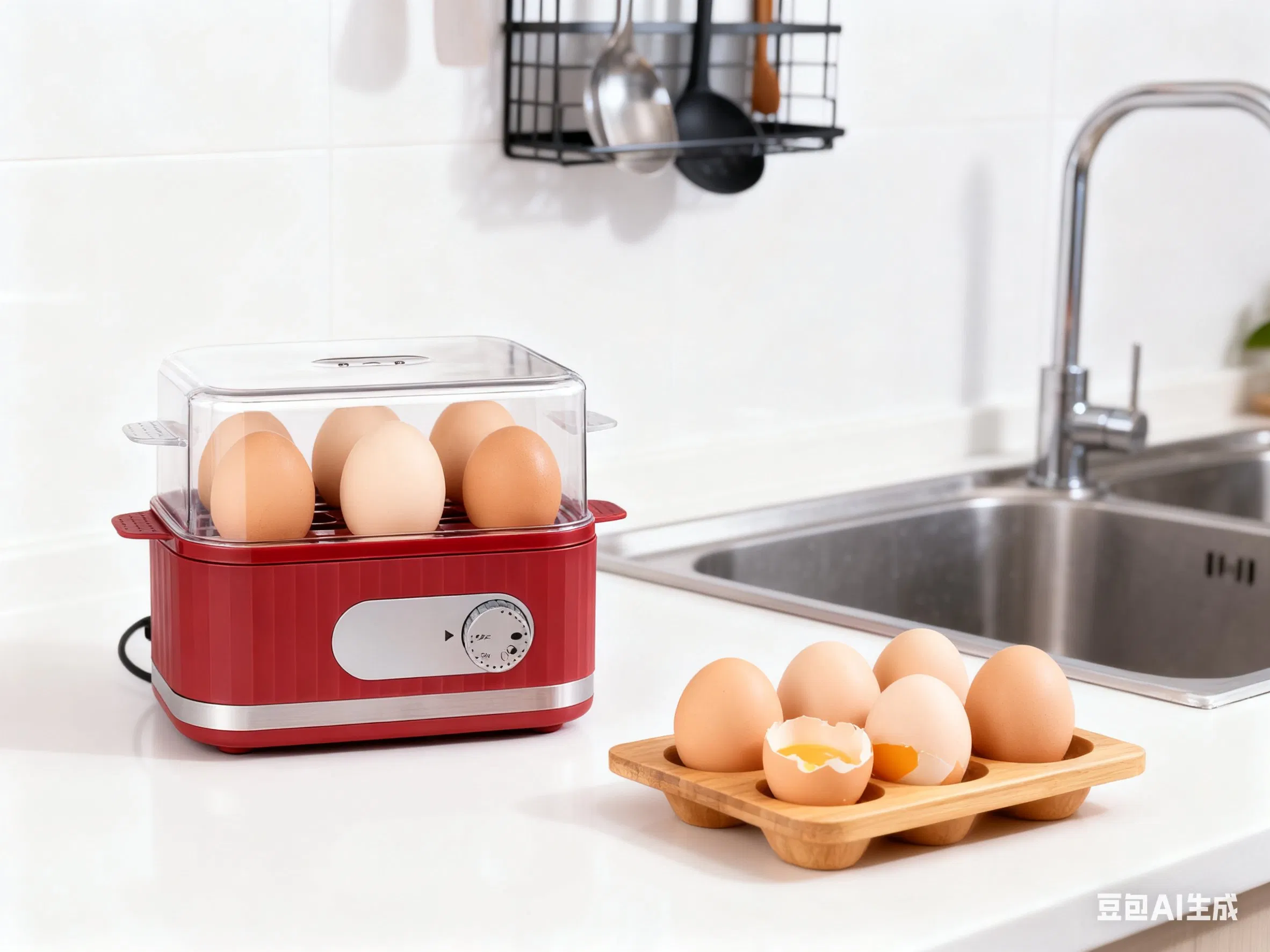 Timer-Controlled Electric Egg Boiler Cooker for 6 Eggs 400W