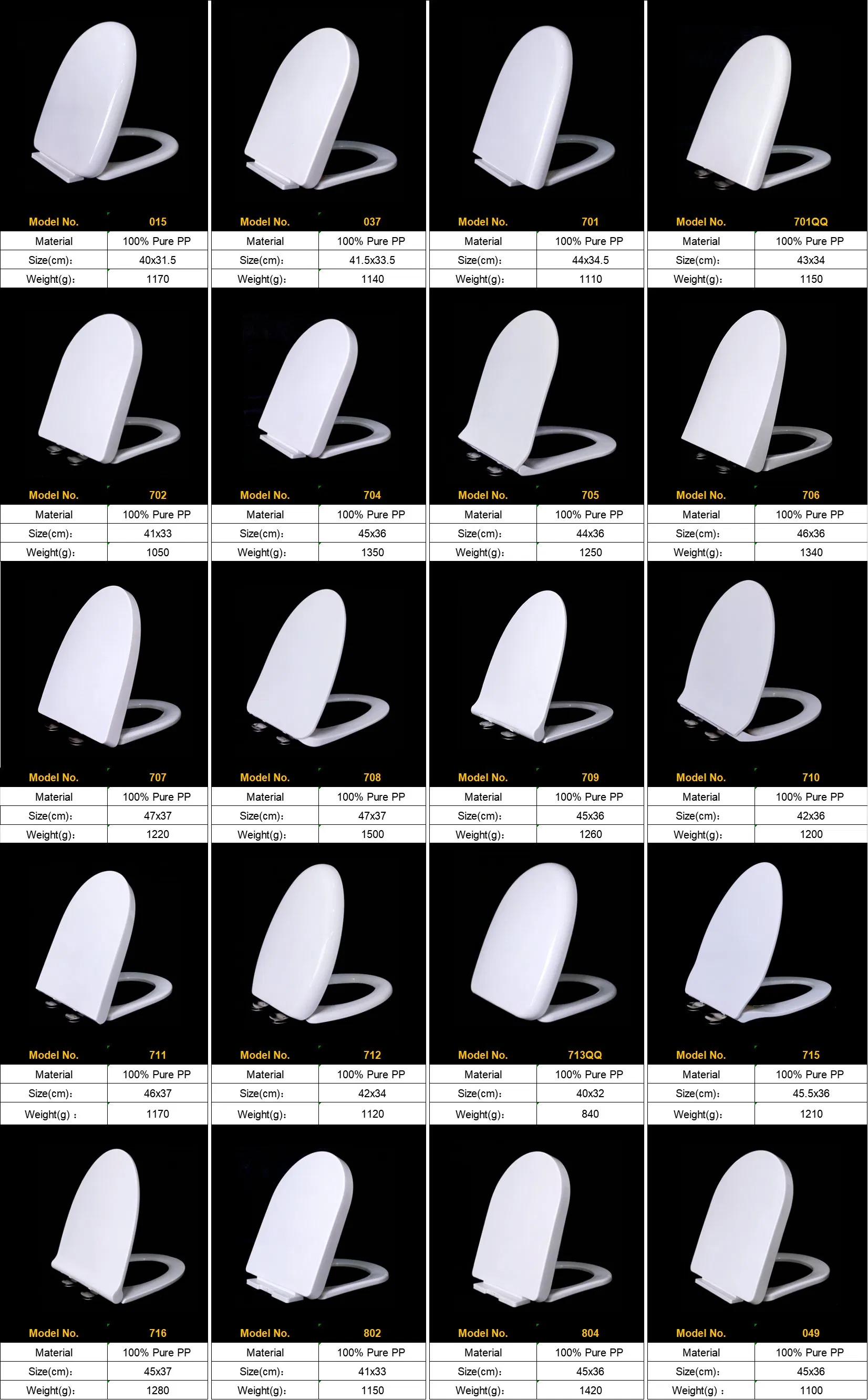 Bathroom Accessories U Shape Soft Hinge Toilet Seat Cover in PP Factory Wholesale Toilet Seat