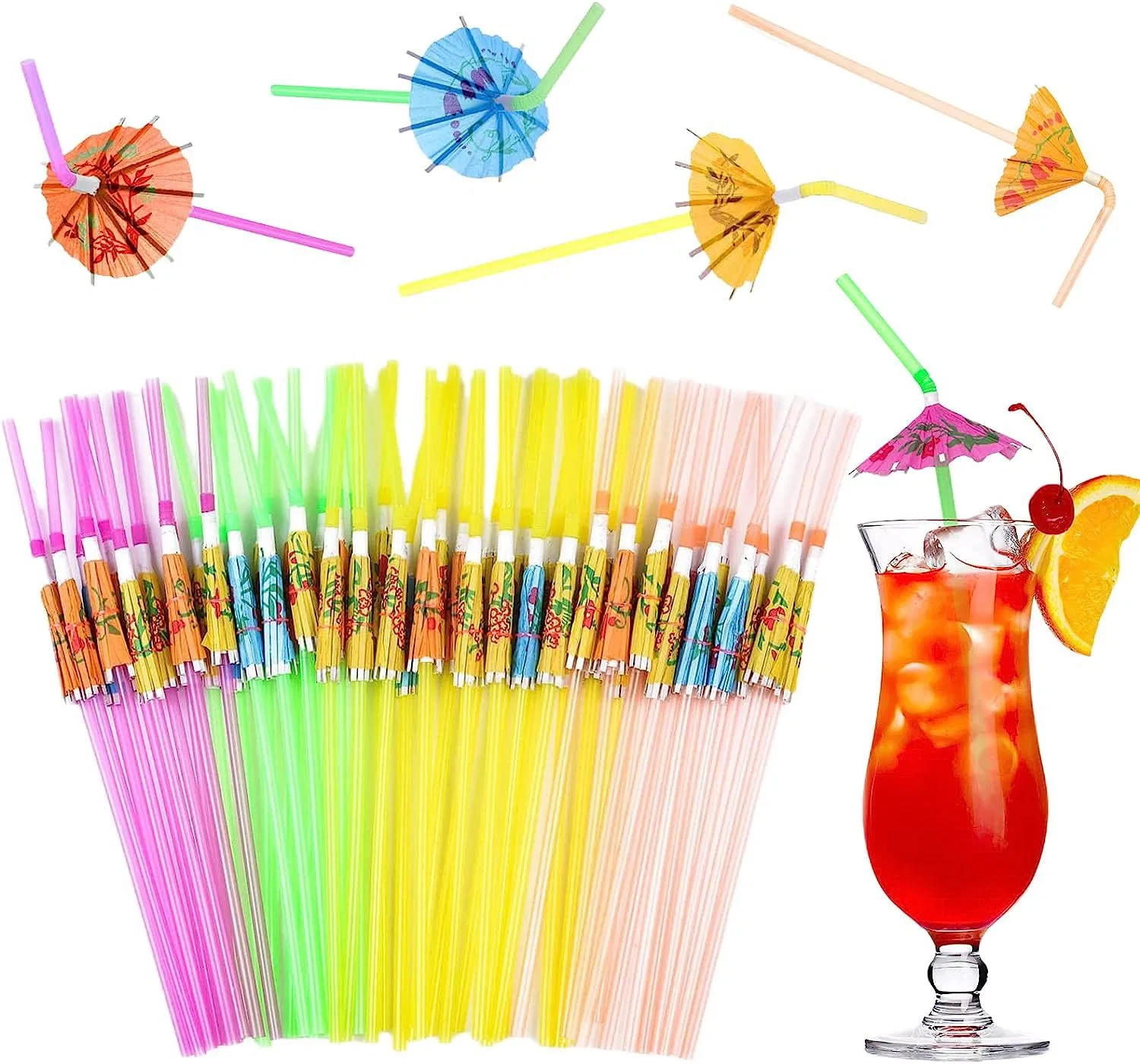Shape Artistic Plastic Straws Straw Fluorescent Plastic Bendy Flexible Drinking Straw