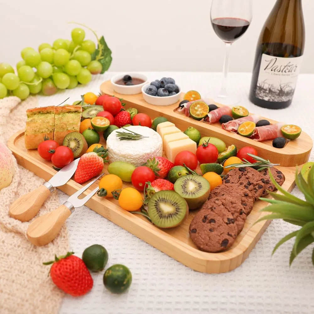 Набор бамбуковых ножей и доски для сыра, 4 предмета