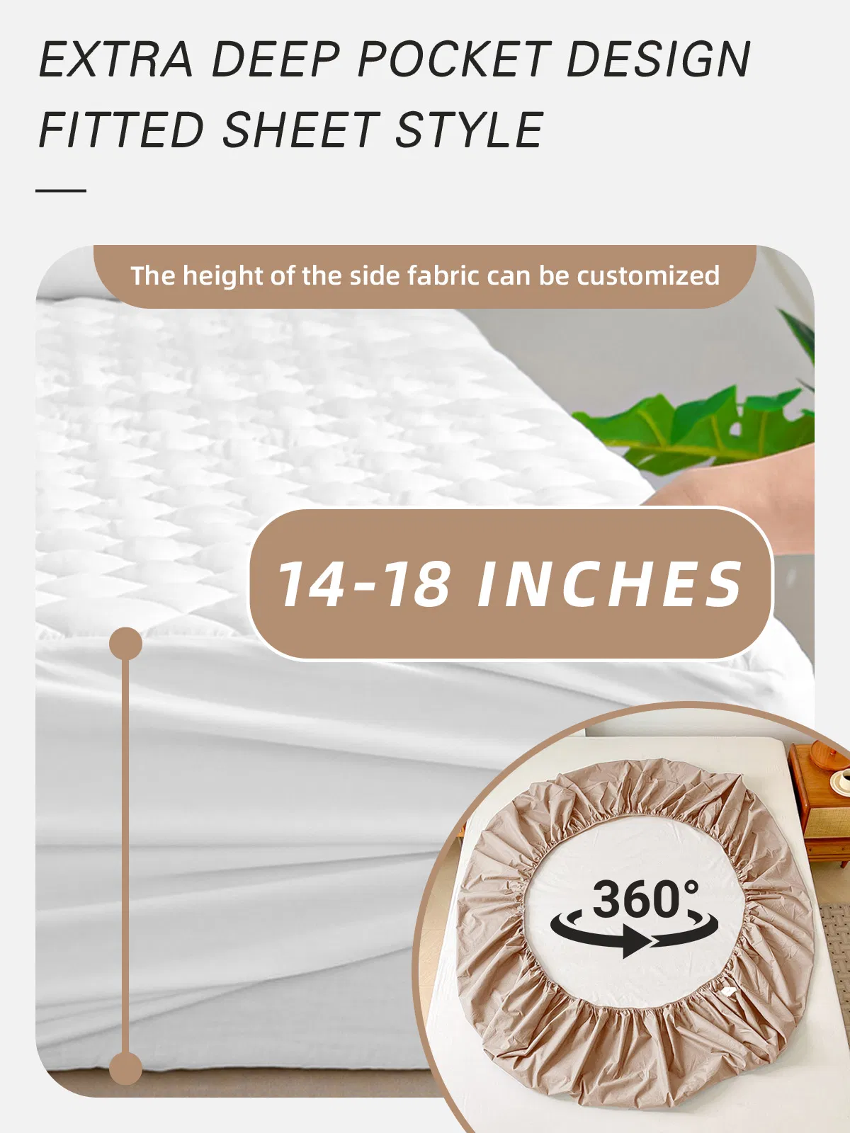 Premium Cotton Terry Covers Waterproof Noiseless Mattress Pad Cover