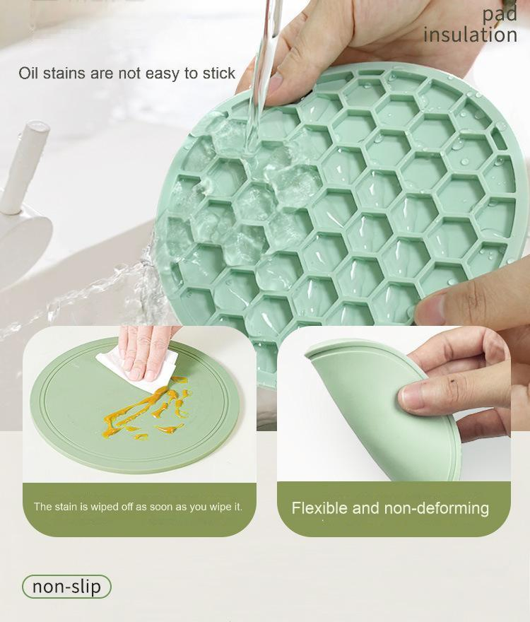Nordic Style Household Kitchen Silicone Round Heat Insulation Pad, High Temperature Resistant, Wholesale, Thick Version, Coaster, Placemat, Coaster, Dish Pad