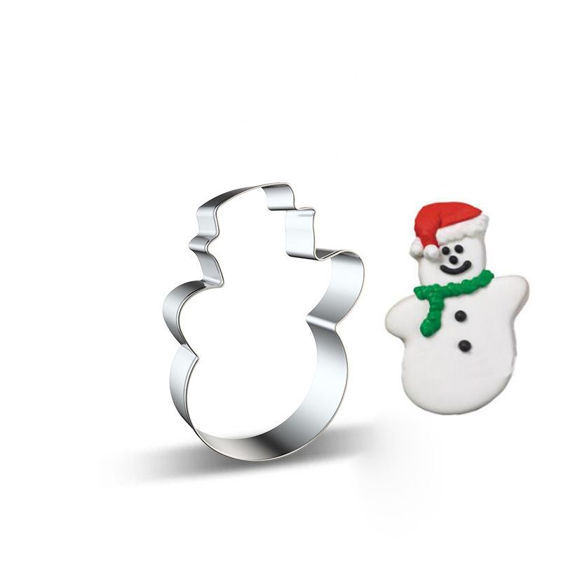Factory Wholesale DIY Xmas Sugar Frosting Iced Icing Biscuit Candy Cane Decorating Topper Utensils Fondant Stainless Steel Christmas Snowman Cookie Cutter