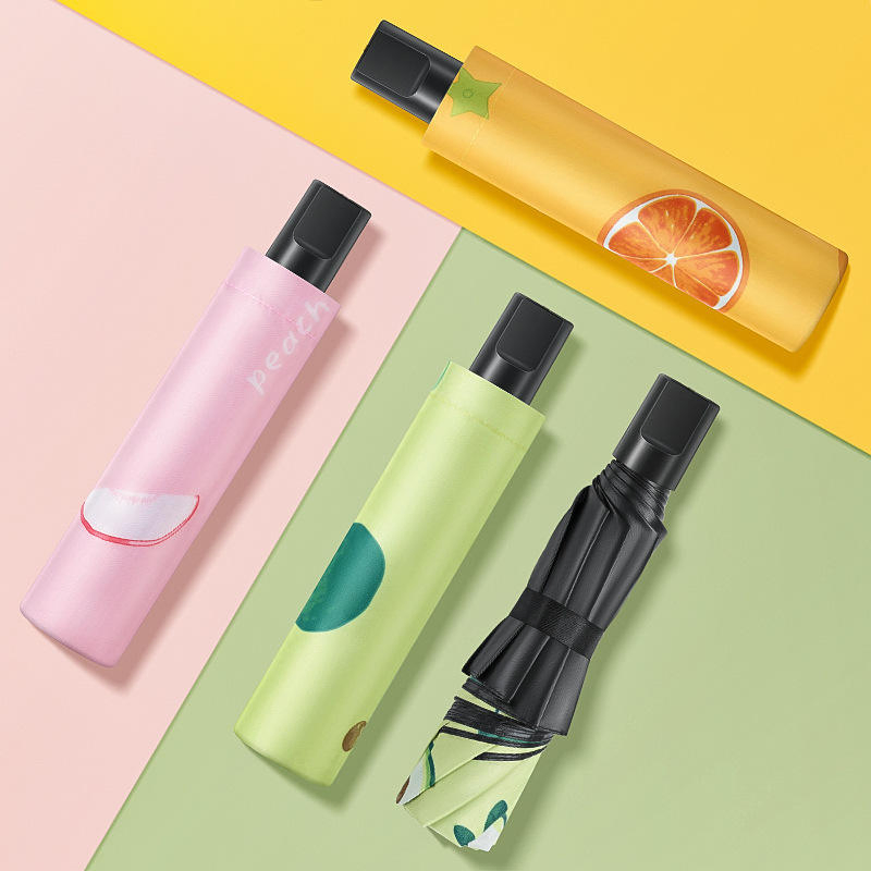 Складная зонт-трость с фруктовым принтом, ветрозащитный