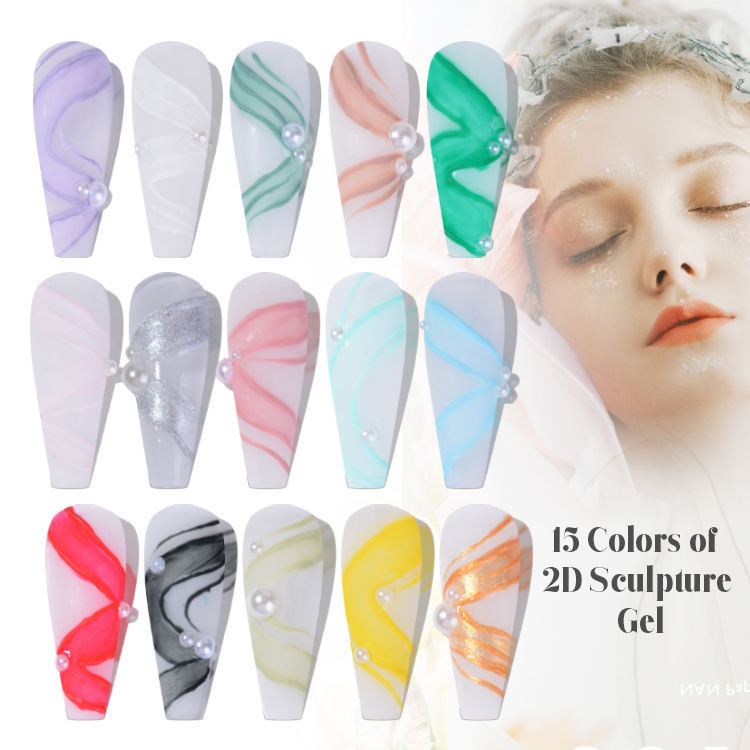 2D Sculpture Gel Color New Fashion Color Nail Shop Special Hot Style Color Gel 12colors Set UV Gel Nail Polish