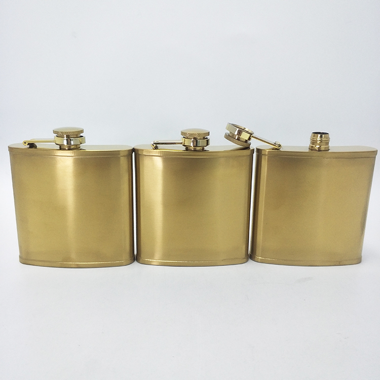 6oz Copper Color Stainless Steel Hip Flask Whisky Flask