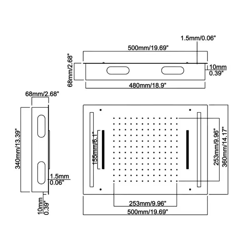 Head Manufacturer Ceiling Square Rain Shower Black LED Shower Head