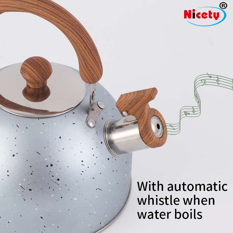 Household Water Bottle with Wooden Handle and Lid Anti-Scalding Spray-Paintable Customizable Stainless Steel Water Kettle