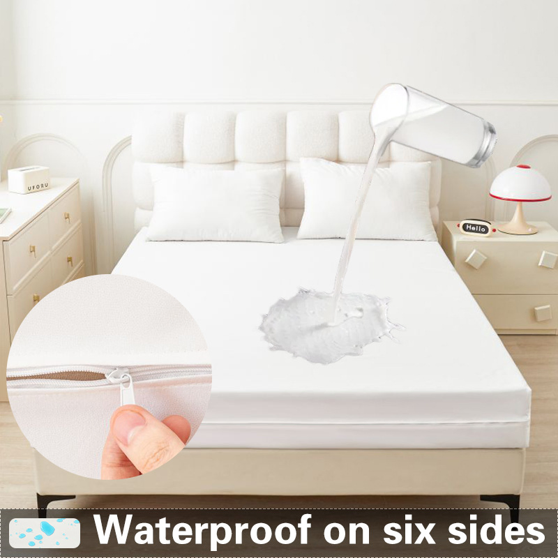 Skin-Friendly Fabric Soft and Comfortable, Breathable, 6-Sided Box Spring Waterproof Mattress Cover